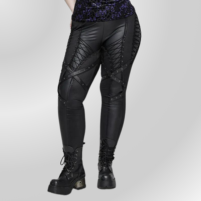 Pantalon Noir Gothique Cuir Végan PUNK RAVE