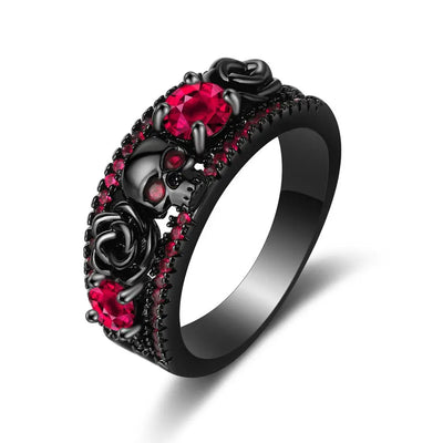 Bague Fleur Rose Tête-de-Mort