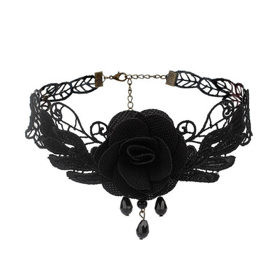 Collier Gothique Victorien Rose Noire